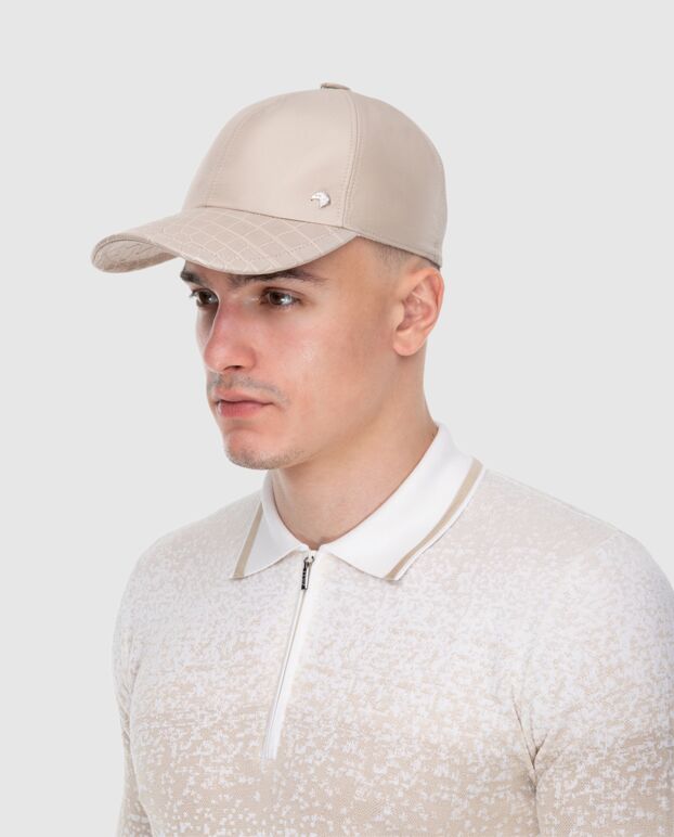 Stefano Ricci beige alligator leather and silk cap for men 173709 - photo 3