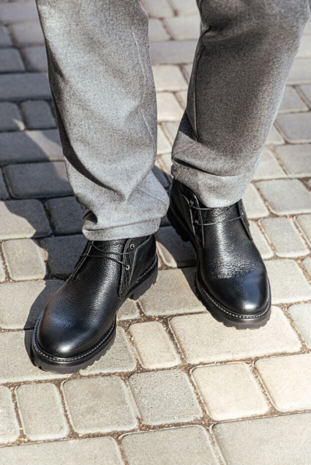 Stefano Ricci men's black boots made of textured leather 173717 - photo 2