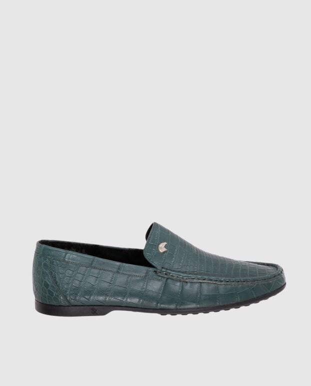 Stefano Ricci green men's loafers with textured leather and metallic logo 173720 - photo 1