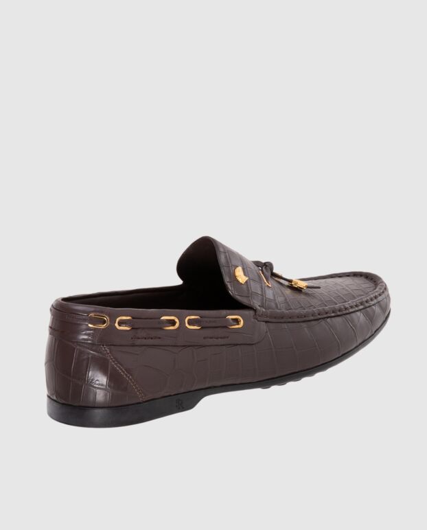 Stefano Ricci brown men's loafers made of textured leather and metal pendant 173733 - photo 3