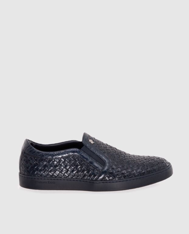 Stefano Ricci blue men's loafers made of braided leather 173735 - photo 1