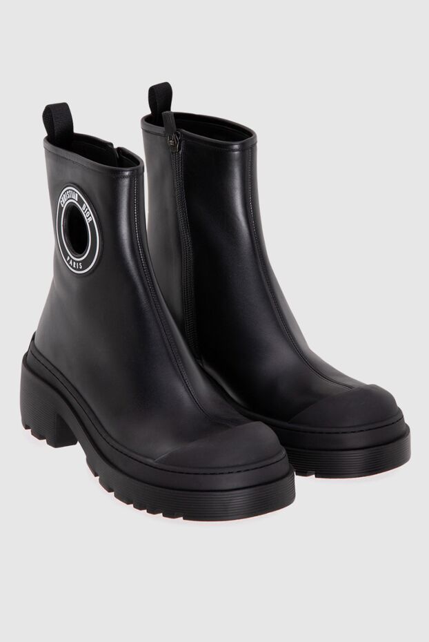 Dior women's black leather boots with a decorative cutout with a logo 173774 - photo 3