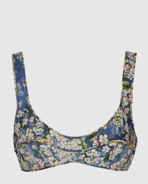 Zimmermann women's blue silk bralette in floral print 173823 - photo 1