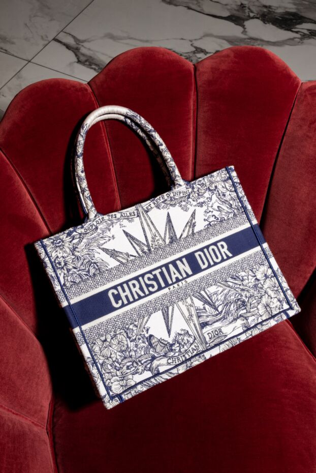 Dior women's cotton bag blue in flowers 173829 - photo 2