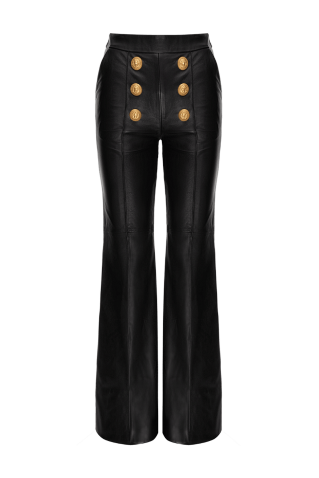 Balmain женские брюки из кожи черные женские купить с ценами и фото 173859 - фото 1