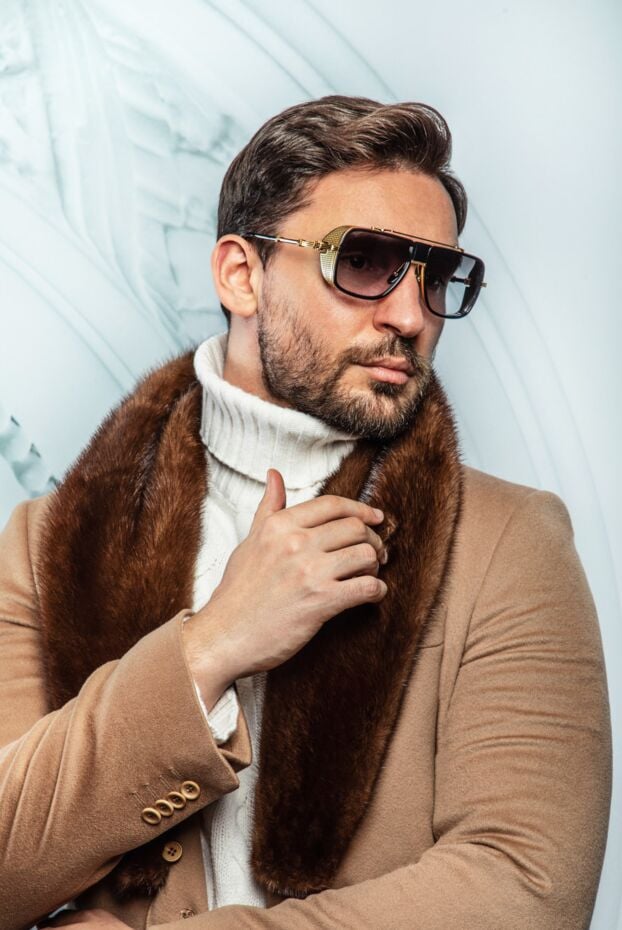 Balmain men's square sunglasses with golden frame 173882 - photo 2