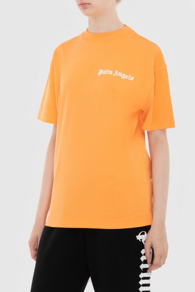 Palm Angels футболка женская оранжевая свободного кроя с лого 173935 - фото 3