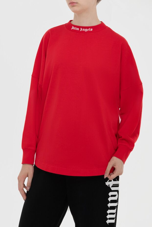 Palm Angels красный свитшот унисекс oversize с принтом 173942 - фото 3
