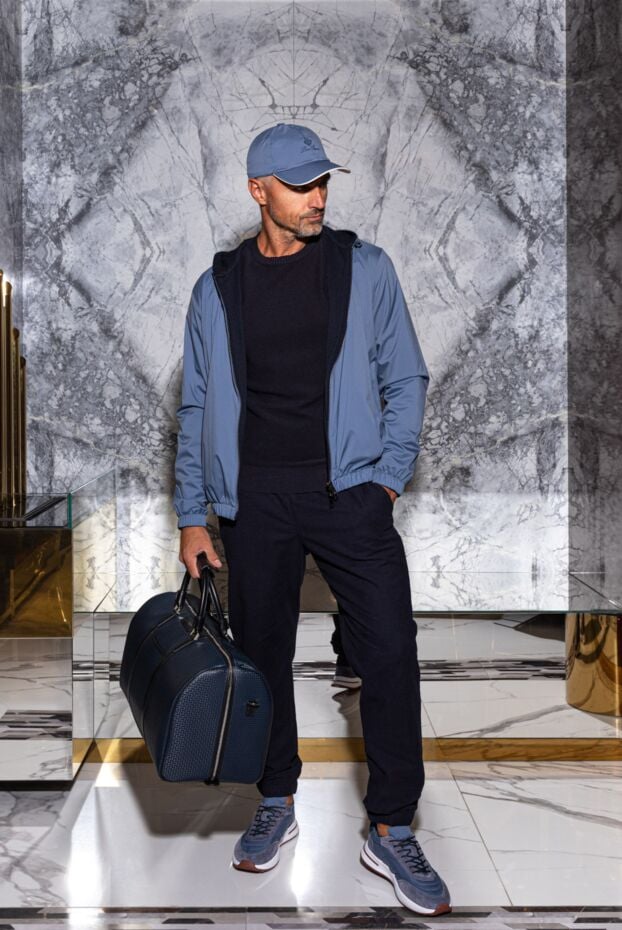 Loro Piana куртка чоловіча блакитна двостороння з капюшоном 173962 - фото 2