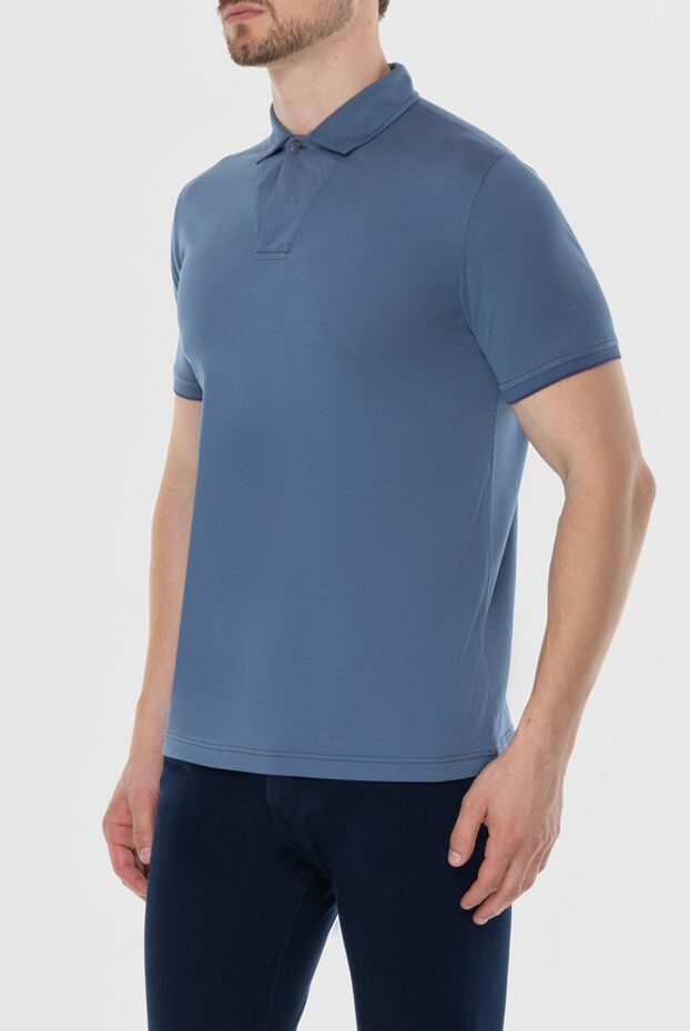 Loro Piana lightweight knit polo in azure grey 173969 - photo 3