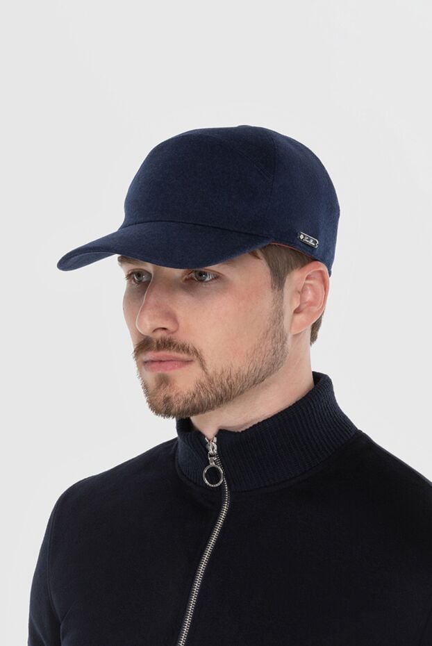 Loro Piana men's blue cap with metal logo 174038 - photo 2