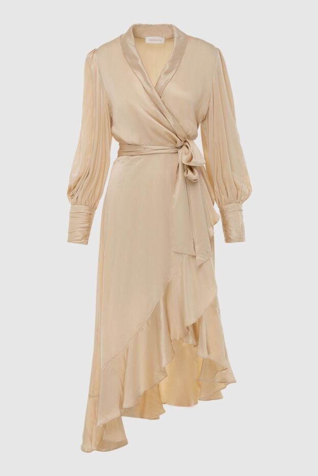 Zimmermann women's long beige silk dress with long sleeves and a belt 174041 - photo 1