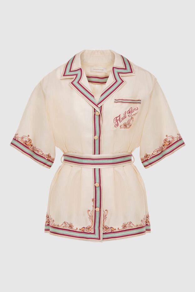 Zimmermann women's silk beige shirt with a belt and floral print 174047 - photo 1