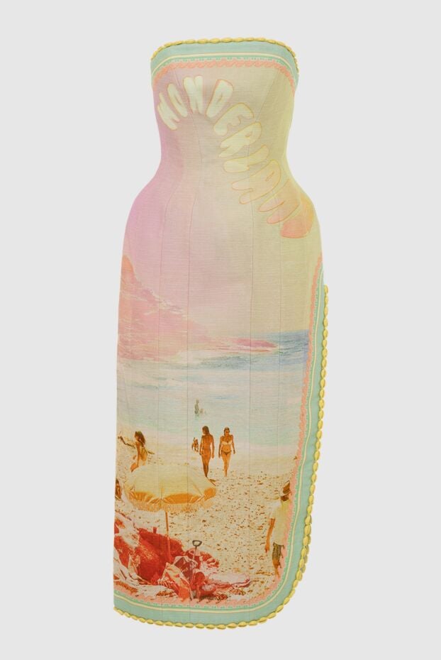 Zimmermann women's yellow midi dress with beach print 174056 - photo 1
