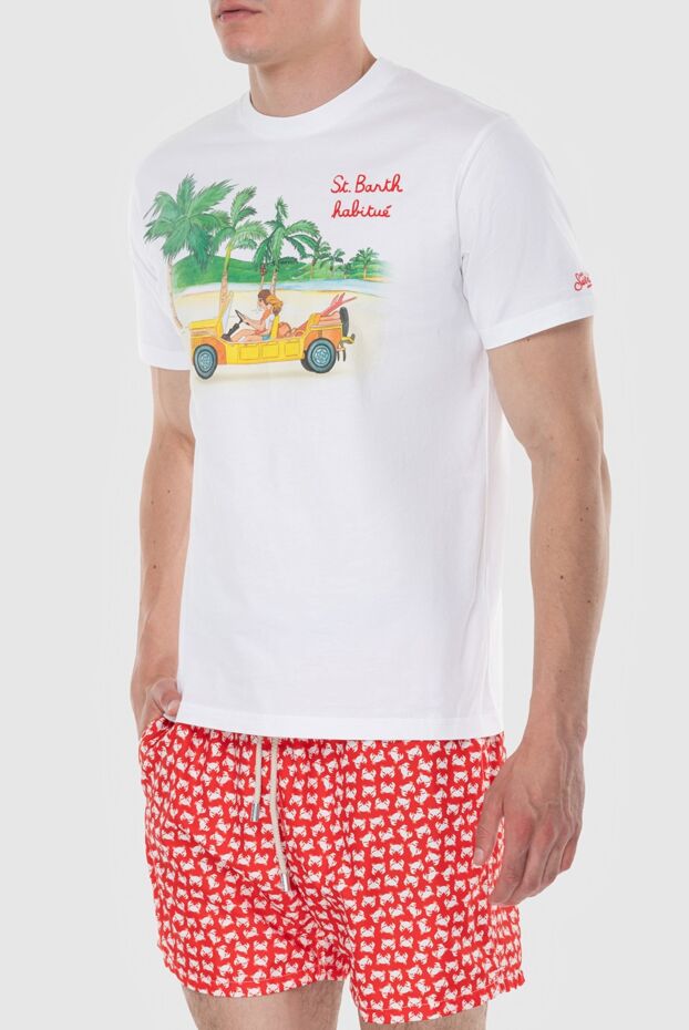 MC2 Saint Barth white t-shirt with tropical print and the inscription st. barth habitue 174120 - photo 3