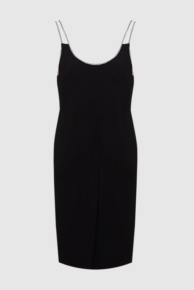Black women's midi dress with rhinestone straps - photo 1