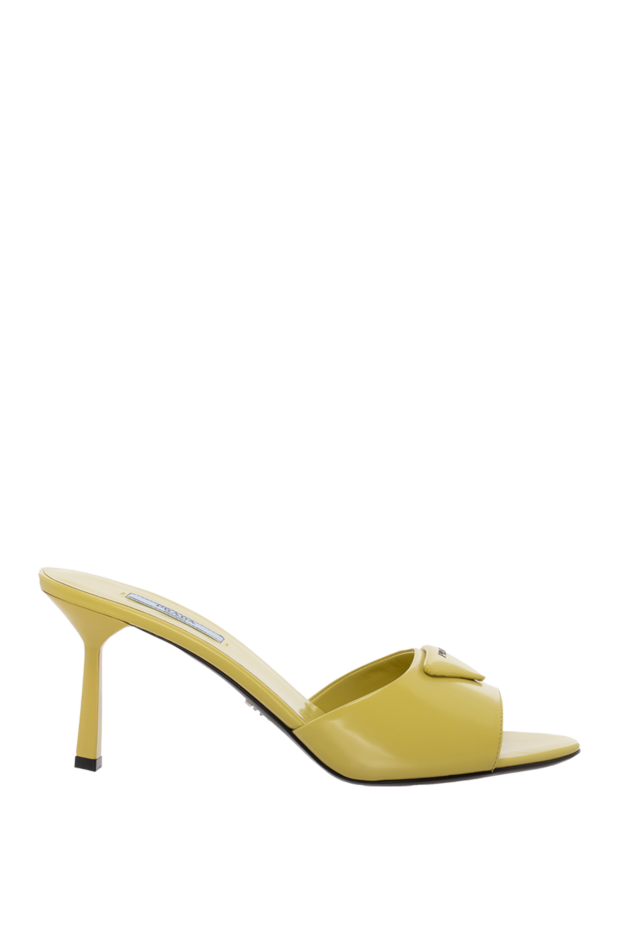 Prada women's yellow leather sandals with a triangular logo 174223 - photo 1