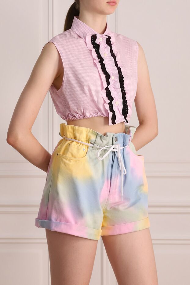 Prada pink plaid ruffle sleeveless crop top 174228 - photo 3