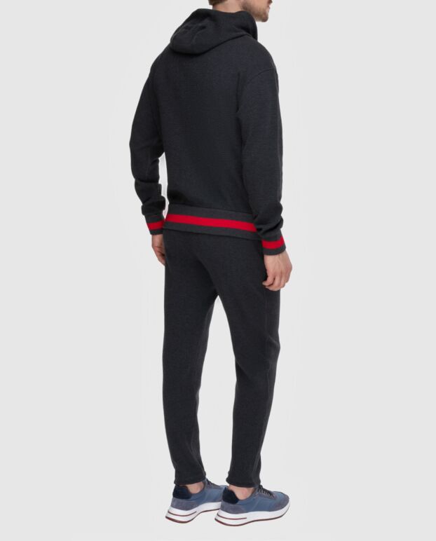Kiton cotton tracksuit with zip, hood and red braid 174259 - photo 3