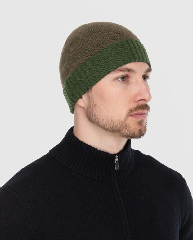 Kiton warm cashmere hat in a combination of brown and green 174262 - photo 2