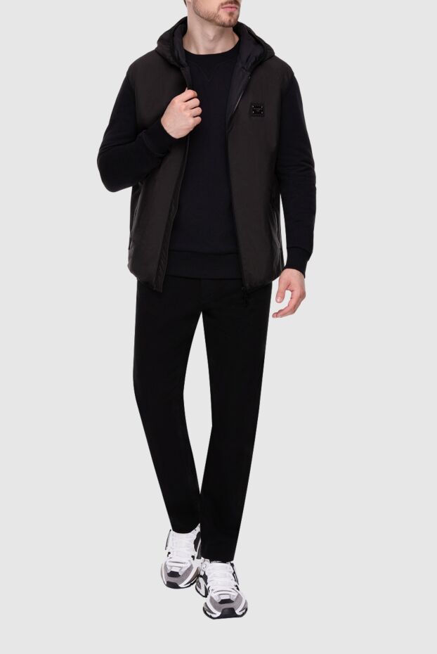 Dolce & Gabbana men's black vest with hood and slit pockets with zippers 174276 - photo 3