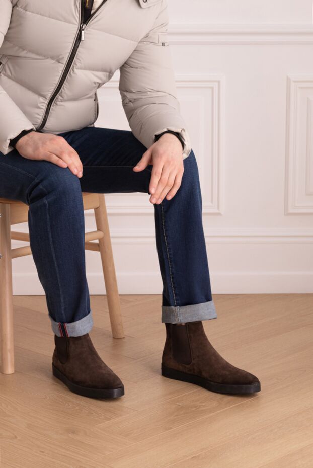 Santoni brown suede boots for men 174309 - photo 3