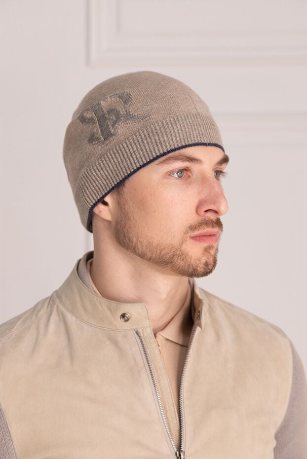 Stefano Ricci sand-colored cashmere and silk hat with embroidered logo 174353 - photo 2