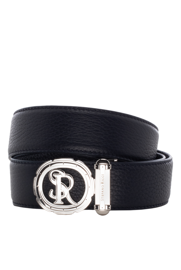 Stefano Ricci men's dark blue genuine leather belt with a round buckle 174381 - photo 1