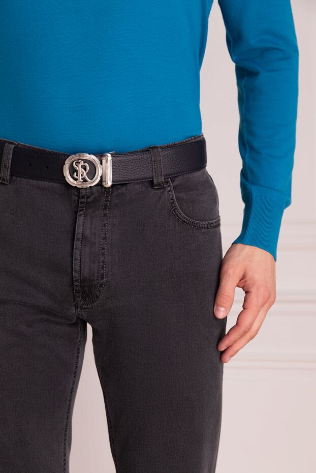 Stefano Ricci men's dark blue genuine leather belt with a round buckle 174381 - photo 2