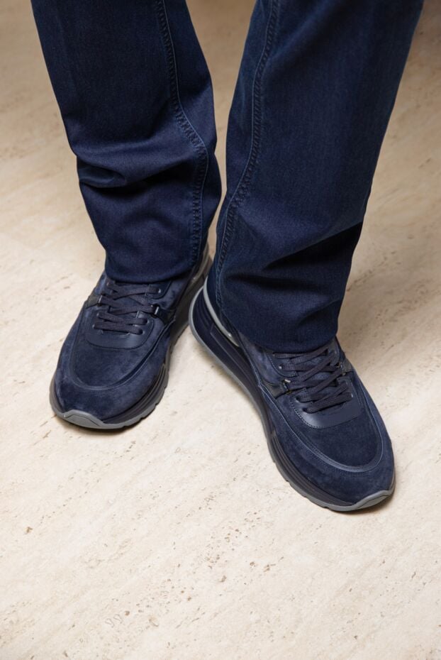 Stefano Ricci men's blue sneakers with logo on the tongue 174382 - photo 2