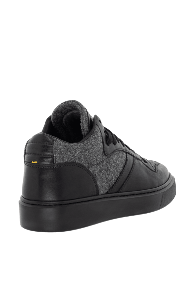 Doucal`s black genuine leather and wool sneakers for men 174402 - photo 3