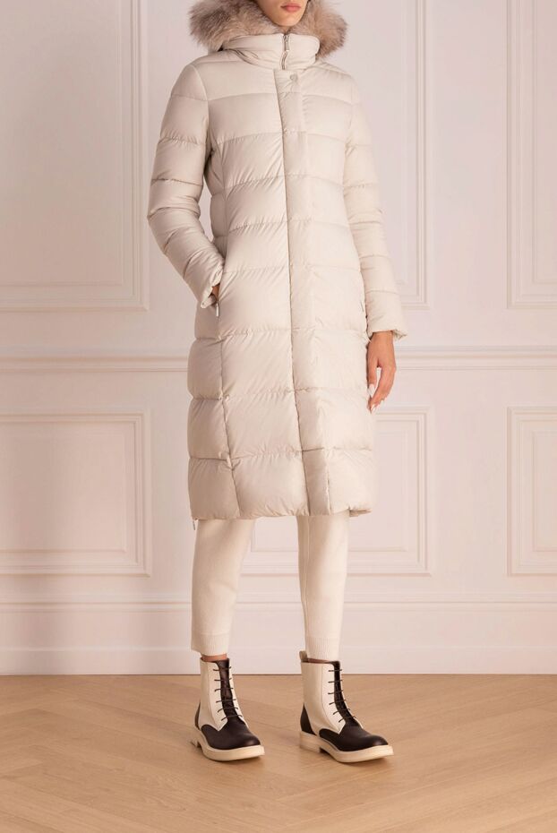 Moorer white women's down jacket with fur 174409 - photo 3