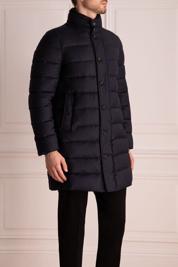 Moorer blue button-up puffer jacket with a stand-up collar men's 174415 - photo 3