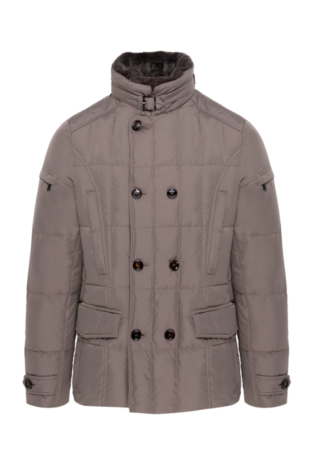 Beige quilted double-breasted jacket with a stand-up collar men's - photo 1