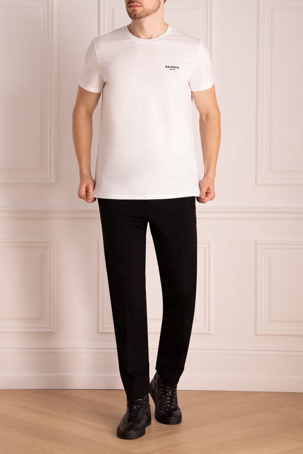Balmain white cotton t-shirt with small logo 174467 - photo 2