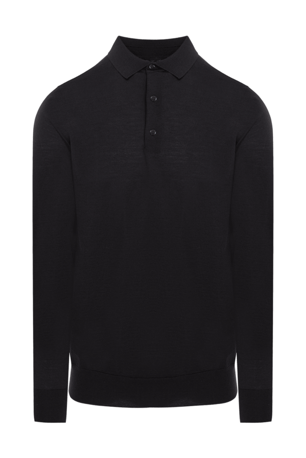 Loro Piana classic men's polo shirt made of fine wool with long sleeves in black 174477 - photo 1