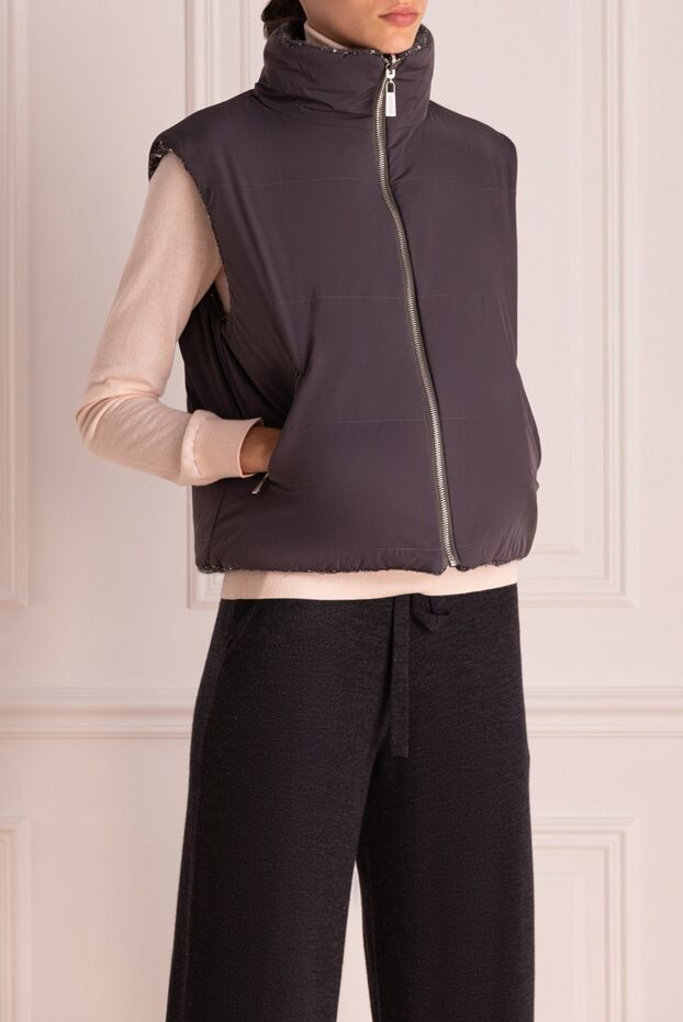 Max&Moi women's down vest, double-sided, gray, with gray side in sequins 174591 - photo 3
