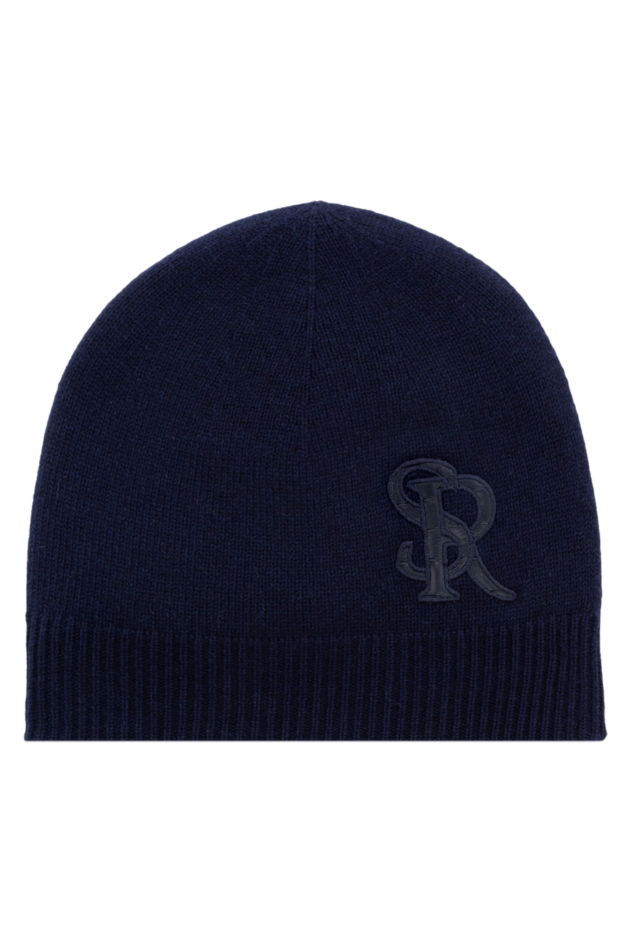 Stefano Ricci dark blue cashmere hat with crocodile skin monogram 174646 - photo 1