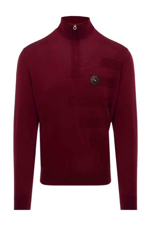 Stefano Ricci trouser made of wool and alligator leather burgundy men's 174649 - photo 1