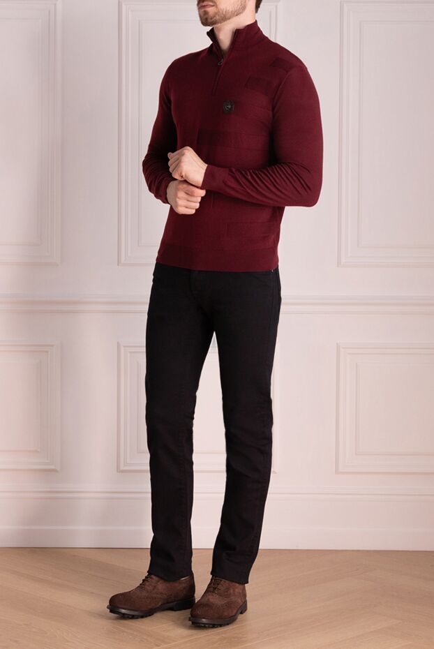 Stefano Ricci trouser made of wool and alligator leather burgundy men's 174649 - photo 2