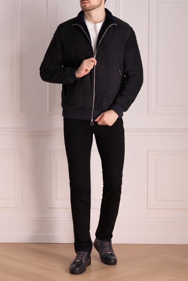 Seraphin men's blue jacket made of soft suede with warm fur lining 174658 - photo 2