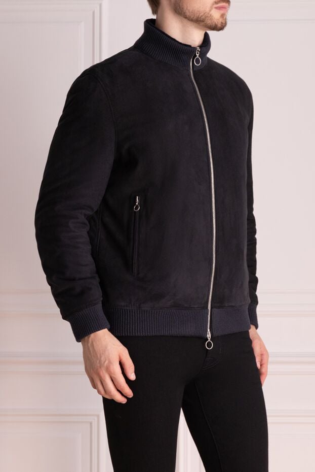 Seraphin men's blue jacket made of soft suede with warm fur lining 174658 - photo 3