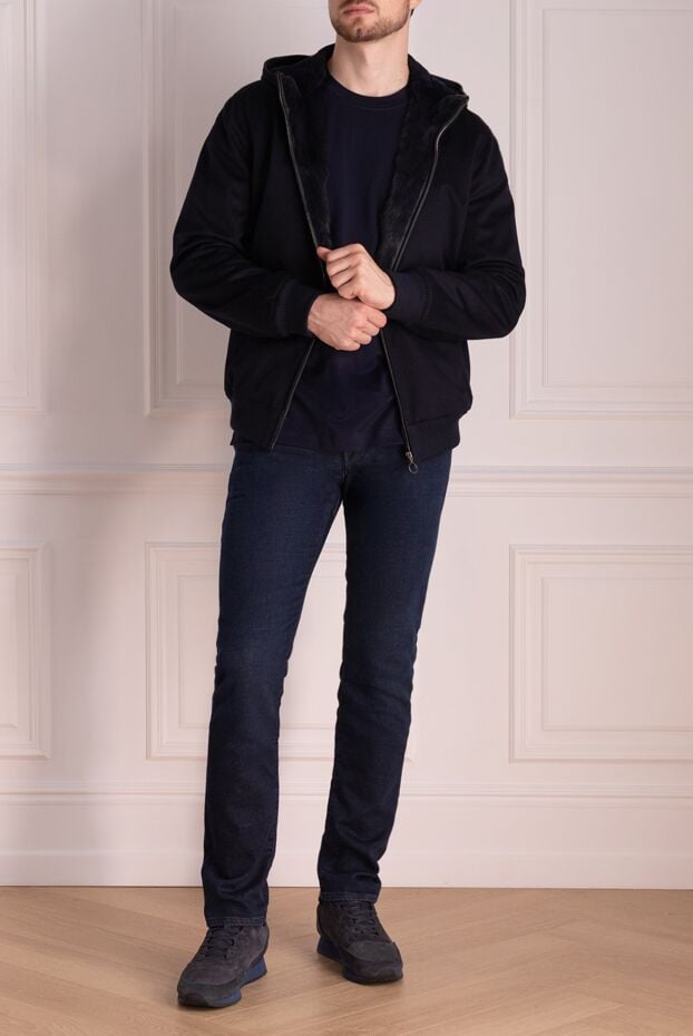 Seraphin blue cashmere jacket with fur lining men's 174659 - photo 2