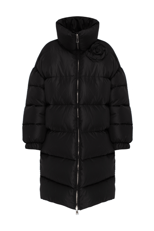 Giuseppe Di Morabito women's black down jacket with a voluminous collar and floral applique 174718 - photo 1