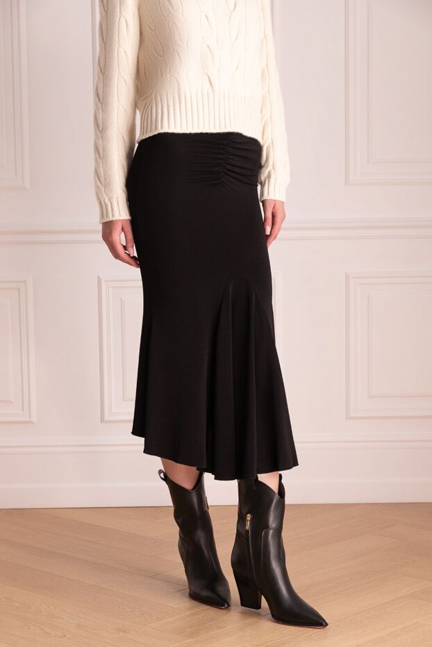 The Andamane black midi skirt with draped waist and flared insert 174728 - photo 3
