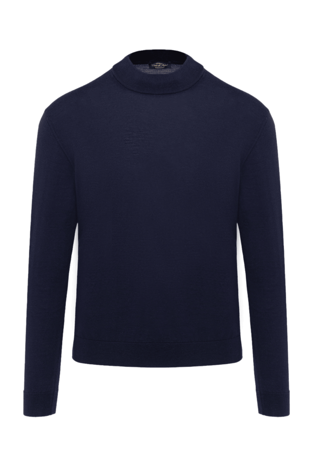 Cesare di Napoli men's jumper made of fine cashmere and silk in a dark blue shade 174804 - photo 1