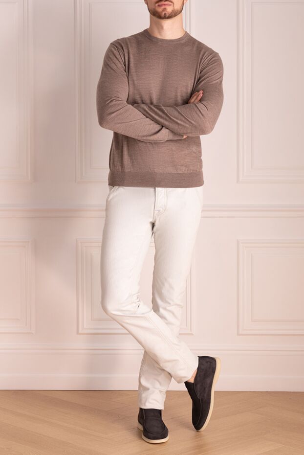 Cesare di Napoli man long sleeve wool jumper for men, beige buy with prices and photos 174820 - photo 2