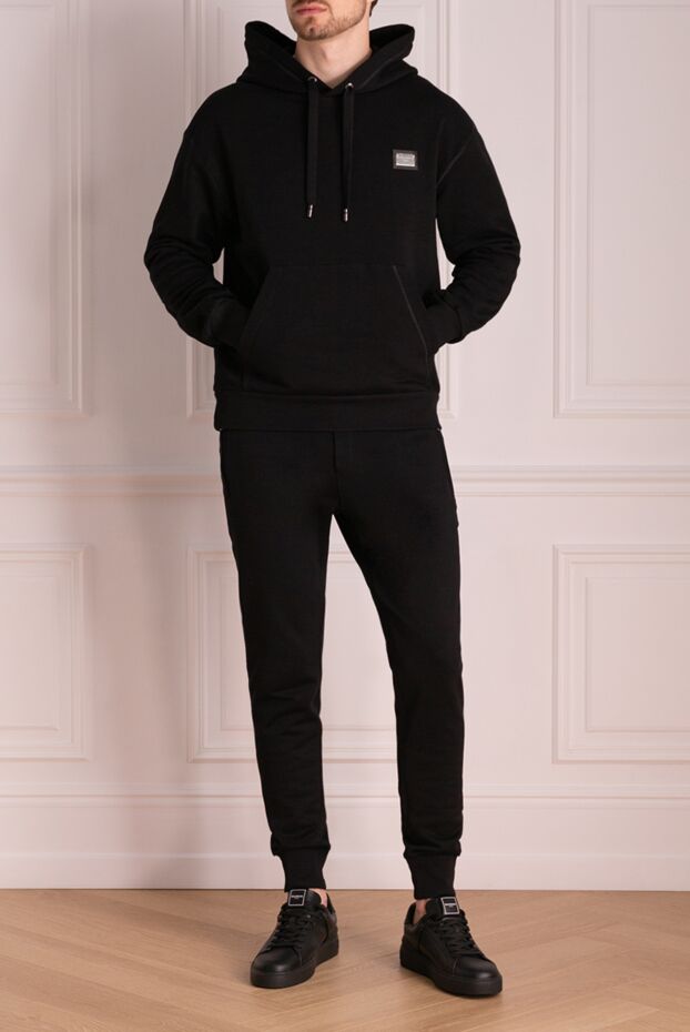 Dolce & Gabbana mens black tracksuit with jogger pants and kangaroo hoodie 174831 - photo 2
