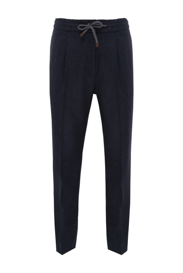 Brunello Cucinelli men's blue wool trousers with pleats 174864 - photo 1