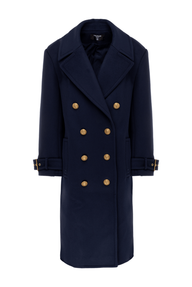 Balmain женские пальто из шерсти синее женское купить с ценами и фото 174935 - фото 1
